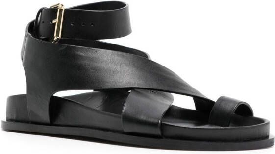 A.EMERY Jalen flat leather sandals Black