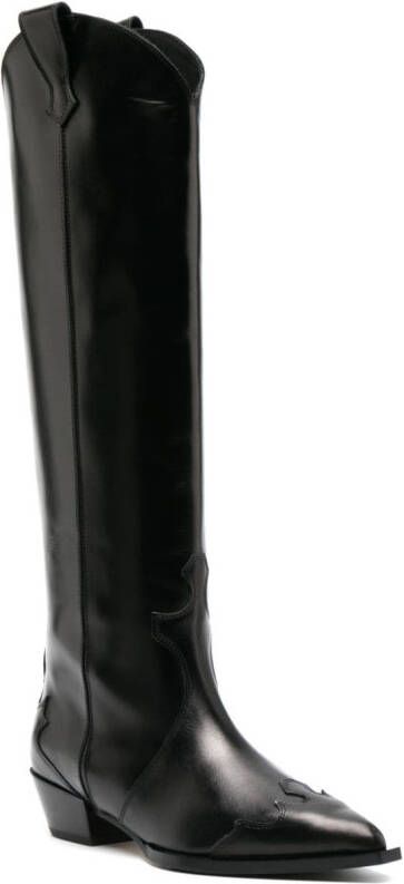 Aeyde 50mm pointed-toe knee boots Black