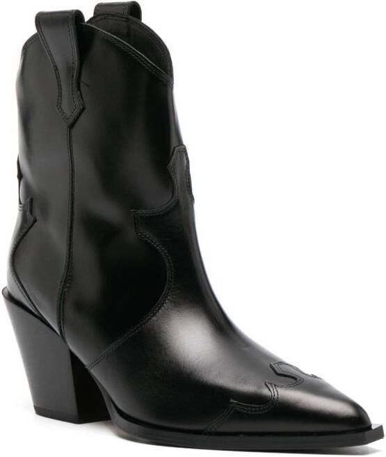 Aeyde 86mm pointed-toe leather boots Black