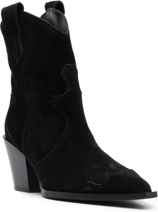 Aeyde Albi 75mm suede boots Black