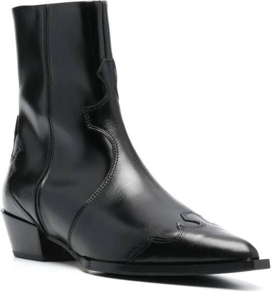 Aeyde Alby 30mm pointed-toe leather boots Black