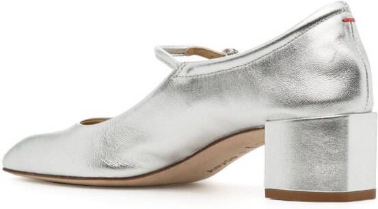 Aeyde Aline 45mm metallic leather pumps Silver