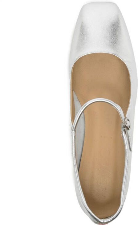 Aeyde Aline 45mm metallic leather pumps Silver