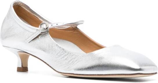 Aeyde Ines leather ballerina shoes Silver