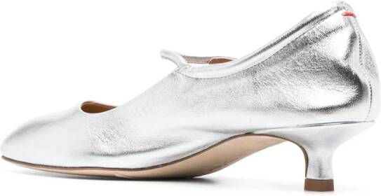 Aeyde Ines leather ballerina shoes Silver