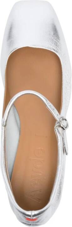 Aeyde Ines leather ballerina shoes Silver