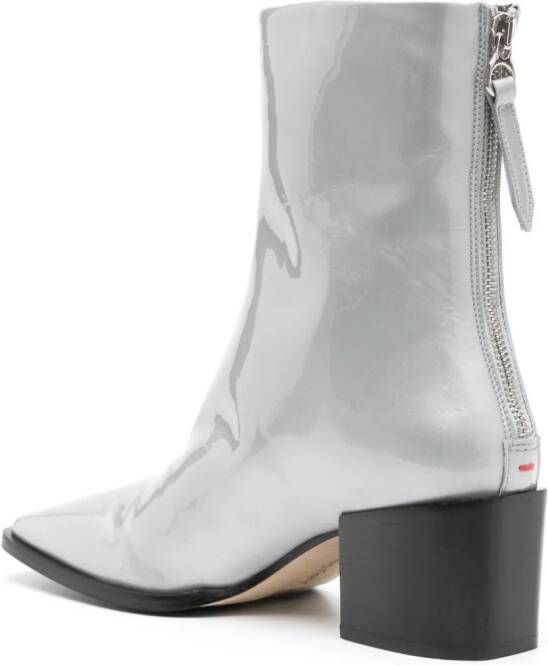 Aeyde Amina patent leather ankle boots Grey