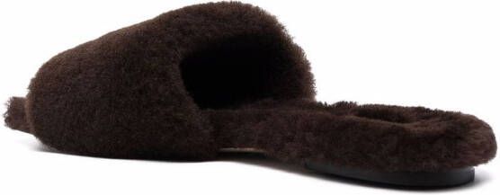 Aeyde Anna shearling flat sandals Brown