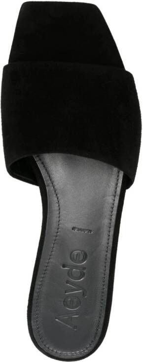 Aeyde Anna suede slides Black