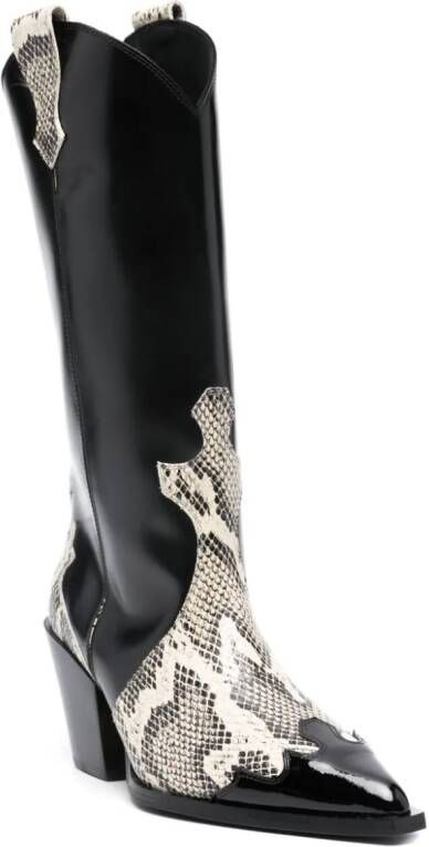 Aeyde Ariel 80mm snakeskin-effect boots Black