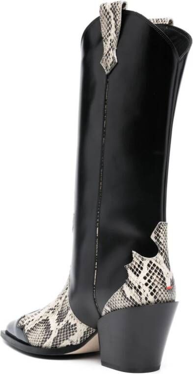 Aeyde Ariel 80mm snakeskin-effect boots Black