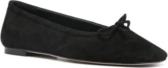 Aeyde bow-detail suede ballerina shoes Black