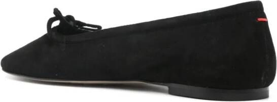 Aeyde bow-detail suede ballerina shoes Black
