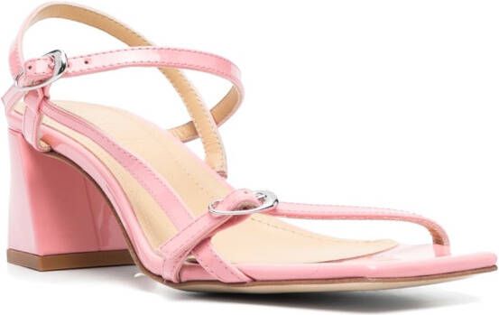 Aeyde buckle-strap patent-leather sandals Pink