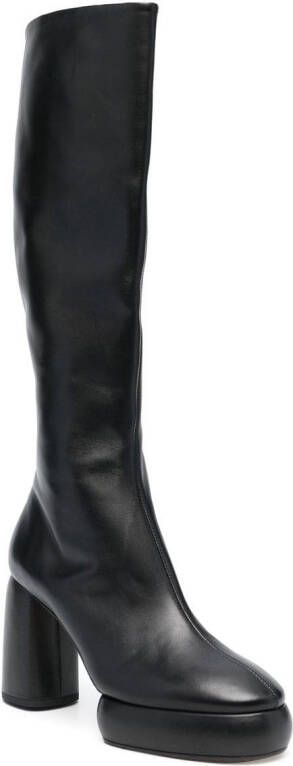 Aeyde chunky 100mm leather boots Black