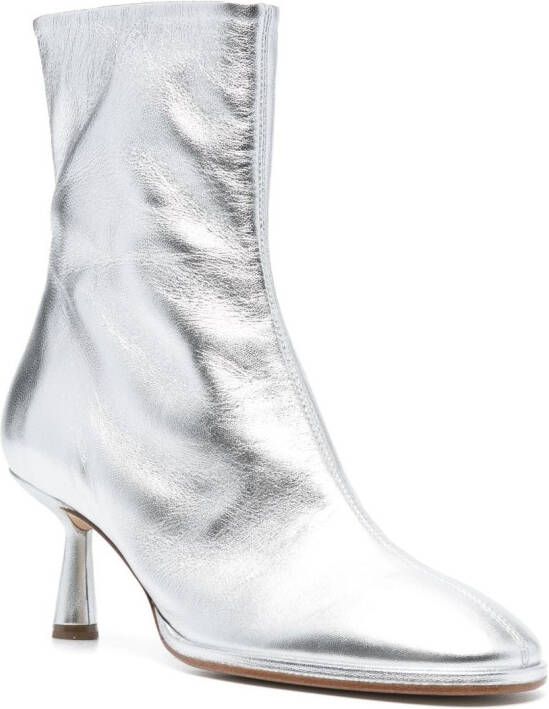 Aeyde Dorothy 60mm metallic-finish boots Silver