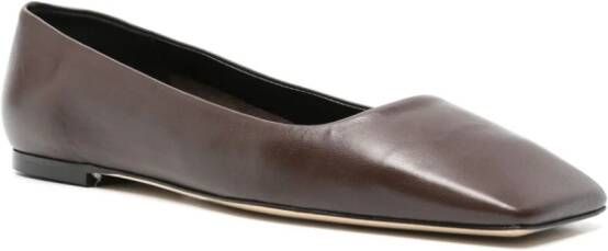 Aeyde Ida leather ballerina shoes Brown