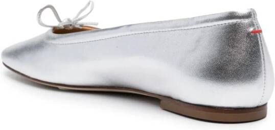 Aeyde metallic leather ballerina shoes Silver