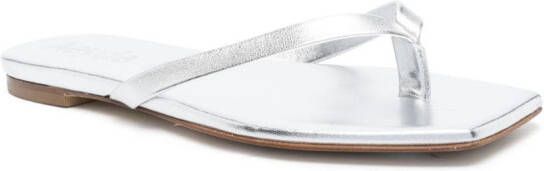 Aeyde Renee leather flip flops Silver