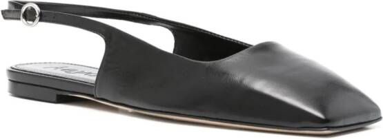 Aeyde square-toe leather ballerina shoes Black