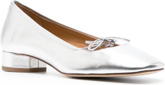 Aeyde square-toe leather ballerina shoes Silver