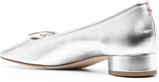 Aeyde square-toe leather ballerina shoes Silver