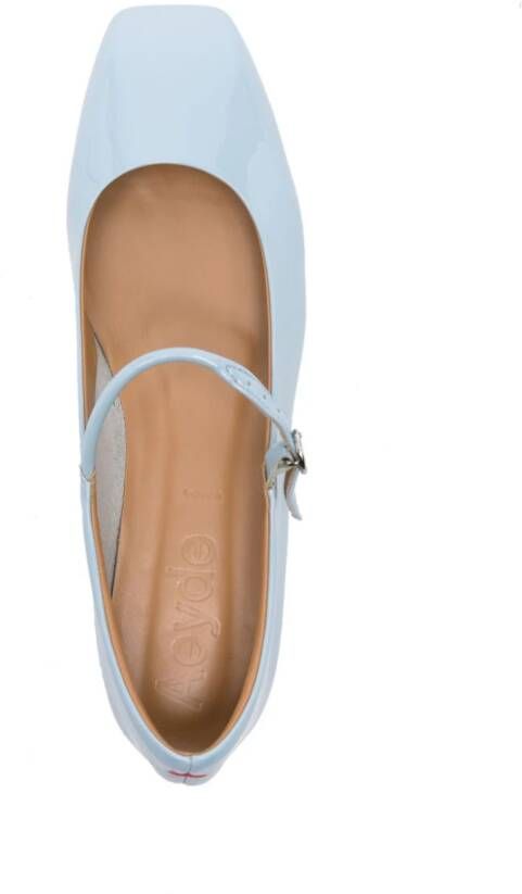 Aeyde Uma patent-leather ballerina shoes Blue