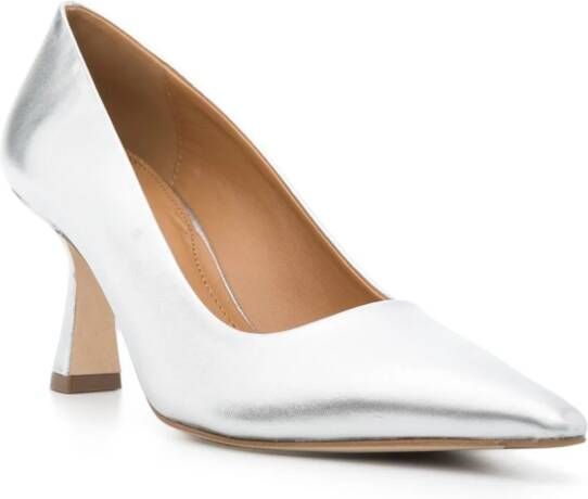 Aeyde Xandra 75mm leather pumps Silver