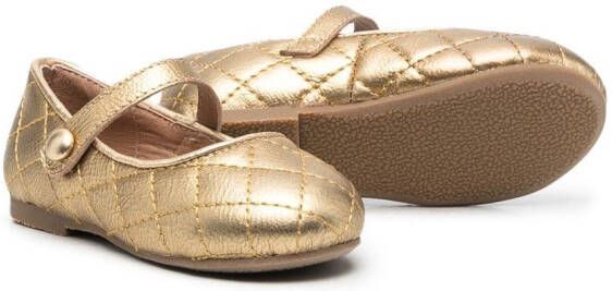 Age of Innocence Coco quilted-effect ballerina shoes Gold