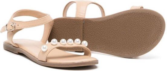 Age of Innocence Fleur pearl-embellished sandals Brown