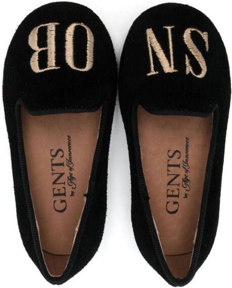 Age of Innocence logo-embroidered suede ballerina shoes Black
