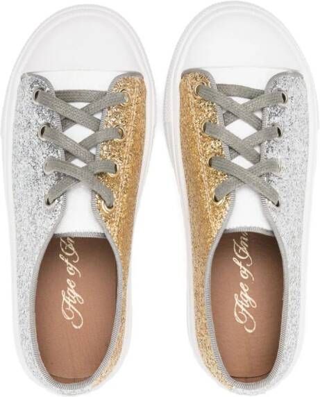 Age of Innocence Marcy lace-up glitter sneakers Silver