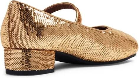 Age of Innocence Michelle sequin-embellished ballerina shoes Gold