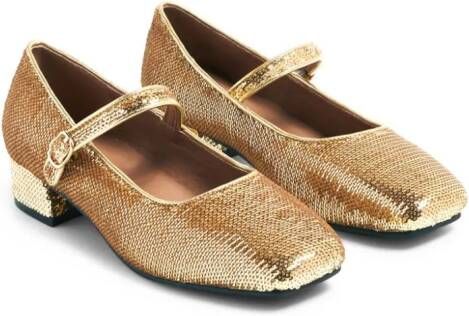 Age of Innocence Michelle sequin-embellished ballerina shoes Gold