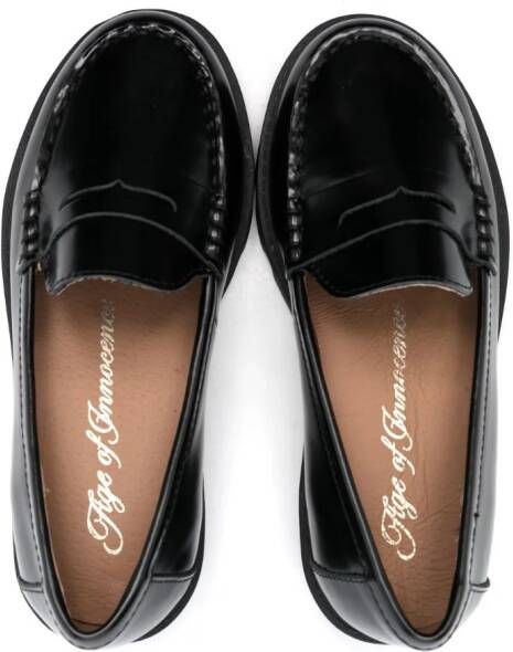 Age of Innocence chunky leather penny loafers Black