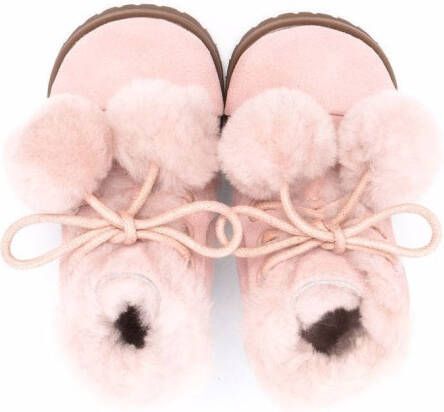 Age of Innocence pompom detail boots Pink