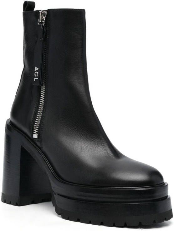 AGL 120mm zip-up leather boots Black