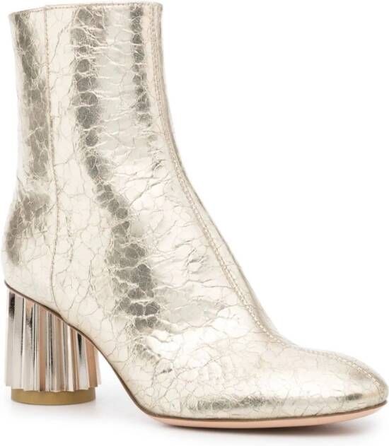 AGL 75mm metallic-cracked ankle boots Gold