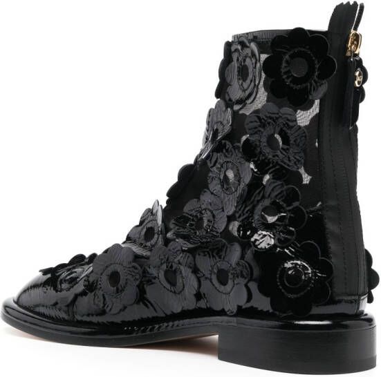 AGL Alison flower-appliqué ankle-boots Black