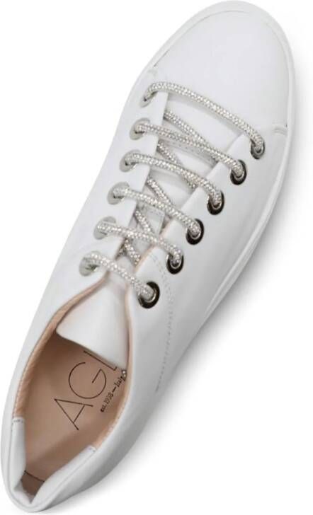 AGL Crystal leather sneakers White