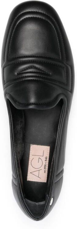 AGL debossed-detail leather loafers Black