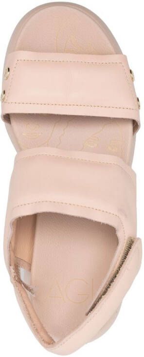AGL double-strap leather sandals Pink