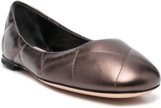 AGL Karin padded leather ballerina shoes Brown