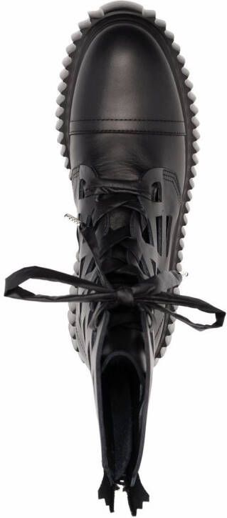 AGL laser-cut detail leather boots Black