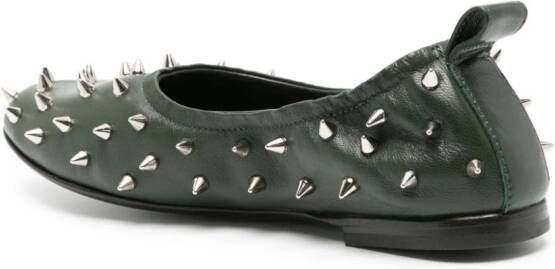 AGL Milly spike-stud leather ballerina shoes Green