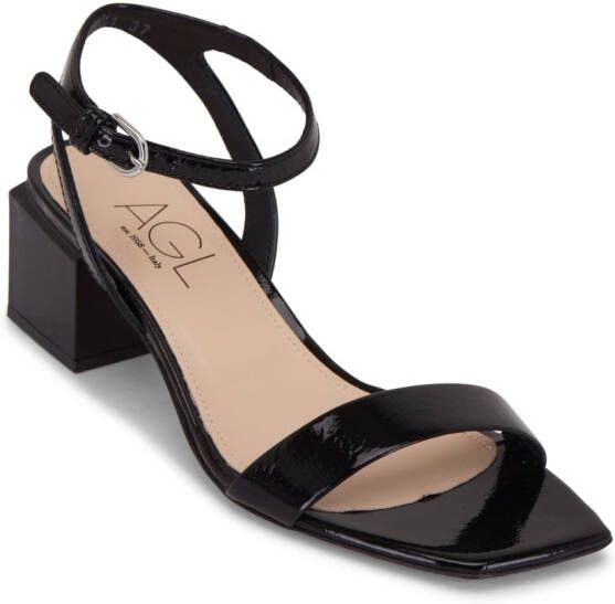 AGL patent-finish leather sandals Black