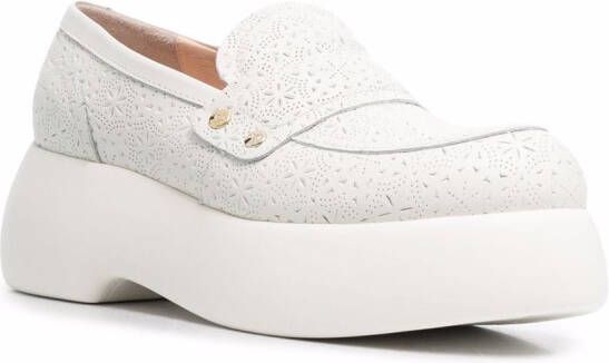 AGL perforated-design platform loafers White