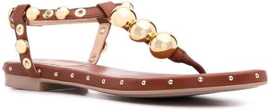 AGL studded T-bar strap sandals Brown