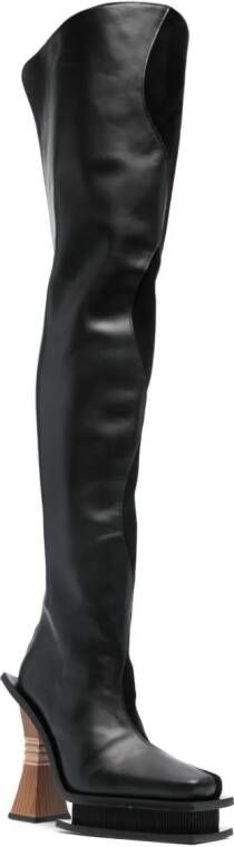 Ahluwalia Veena 120mm leather knee boots Black