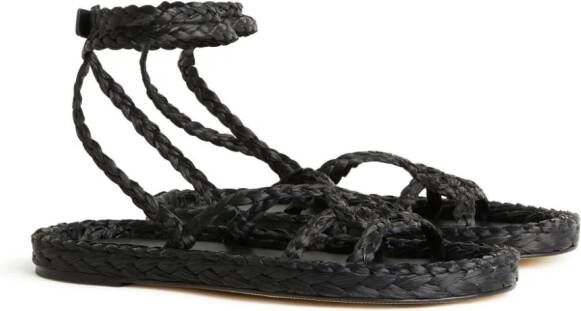 Alanui A Love Letter To India woven leather sandals Black